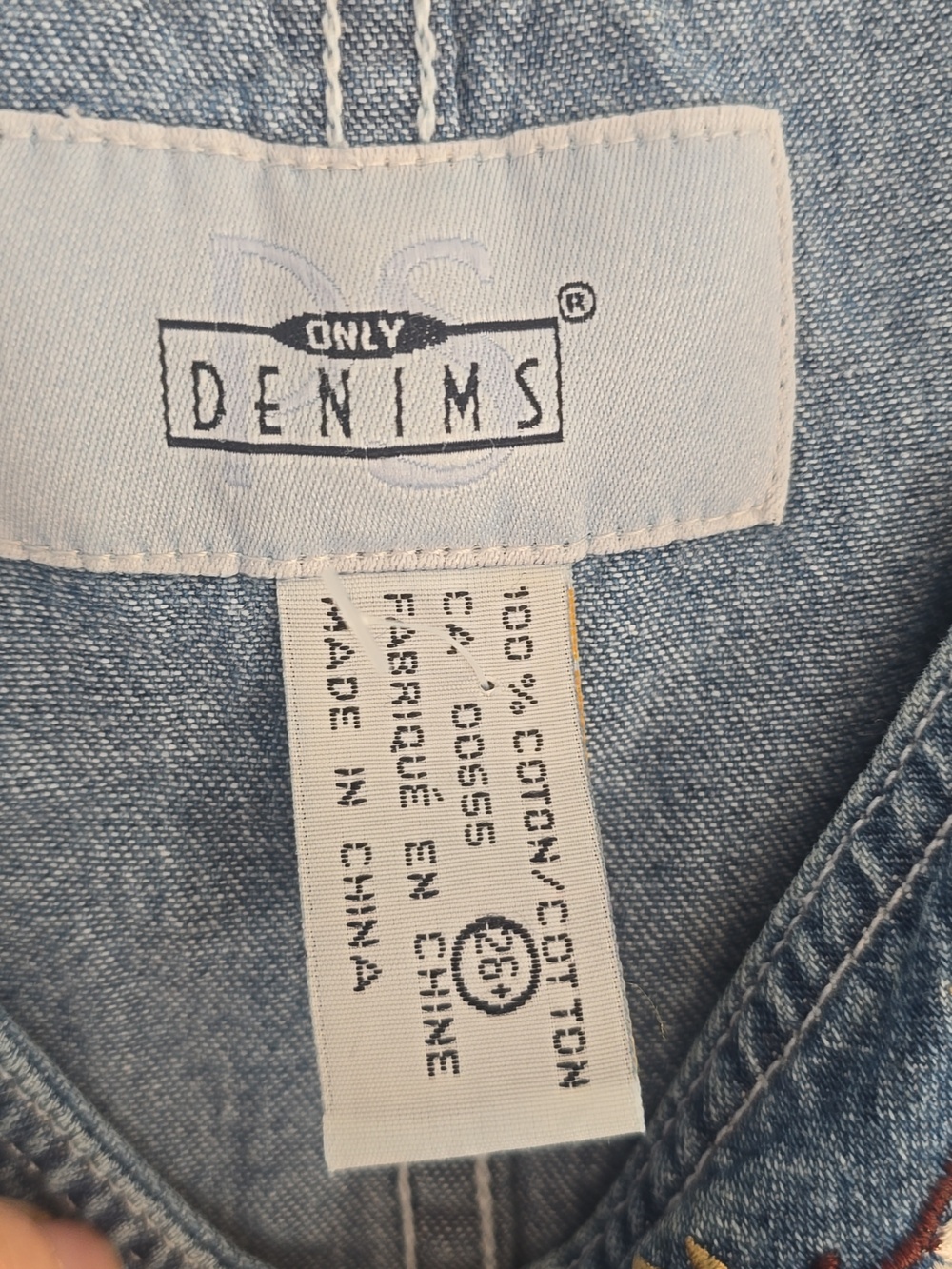 Vintage 90s Plus Size Denim Embroidery Floral Maxi Dress - Picture 7 of 8